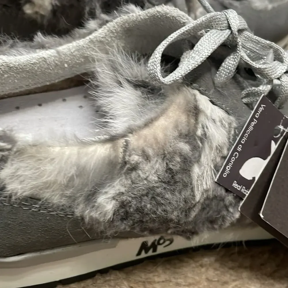 La Montelliana M65 Rabbit Fur Sneakers Gray Size‎ 42 New Retails $660